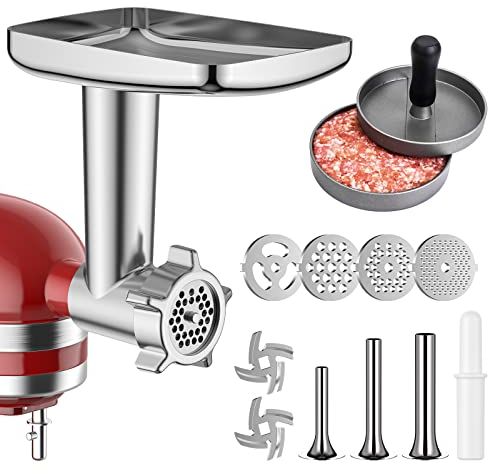 Metal Meat Grinder Attachment For KitchenAid Stand Mixer, Sausage Stuffer, Burger Press, Food Grinder Attachment for Kitchen Aid Accessories and Attachments