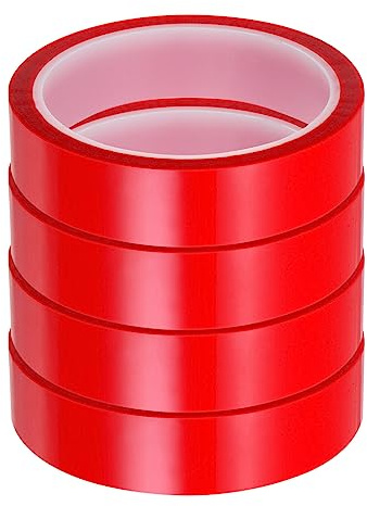 QUARKZMAN 4 Rollen Hitze Klebeband Hohe Temperatur 20mmx33m108ft Rot | Hitzebeständig Klebeband, Sublimierung Thermisch Wärme Transferband, Für Sublimierung Presse Keine Rückstände