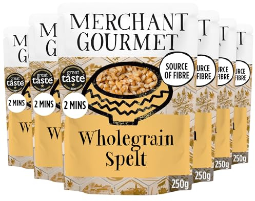 Merchant Gourmet Wholegrain Spelt, 250 g (6-Pack) | Nutty Flavour, Ready-to-Eat, Protein & Fibre-Rich, Perfect for Salads & Sides, Low Calorie