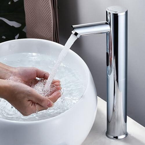DSYOGX Robinet à capteur infrarouge - Robinet automatique de lavabo - Mitigeur de salle de bain - Mitigeur de lavabo sans contact - Pour salle de bain, toilettes, cuisine, hôtel (32 cm)