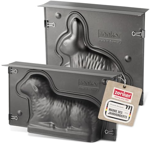 Zenker Osterlamm und Hase Backformen zu Ostern – 900 & 600 ml Füllvolumen – 3D Kuchenformen mit Häschen und Lämmchen als Motiv zum Backen – Leckere Osterdeko