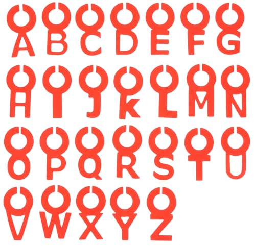 sourcing map 26Pcs Wine Glass Charm, Silicone Drink Markers, Wine Glass Identifier for Champagne Flute Cocktails Red Alphabet (A to Z) Letter