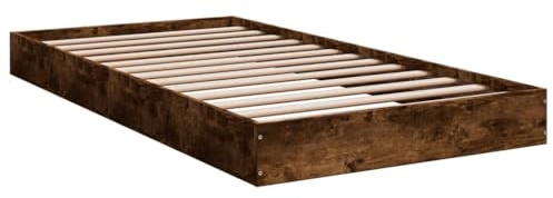 vidaXL Sängram rökfärgad ek 90x190 cm konstruerad trä, sovrumsmöbler, sängbotten, pallsäng, säng, enkelsäng, panelsäng, plattformssäng