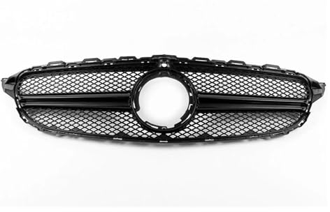 LADPZJNW Fahrzeuginnengriff Für Mercedes Für Benz C Klasse W205 2019 2020 Auto Vorderen Stoßfänger Oberen Haube Mesh Grid Mit Kamera Loch Vorne Niere Grille(Schwarz)