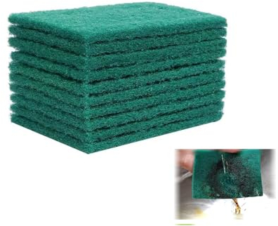 10 Pcs Scouring Pads, Scourers, Kitchen Sponge, Dish Sponge, Scouring Pads Heavy Duty Scourer Pad Green Scourers Non Scratch Abrasive Reusable Household Washing Up Dish Scrubber Sponges