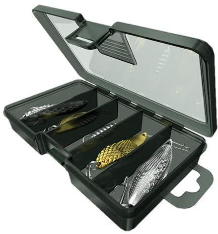Aufbewahrungsbox für Angelköder, kleine Angelausrüstung, verstellbar, hochfest, mit mehreren Gittern, multifunktionale Aufbewahrung, kleine Angelausrüstungsboxen mit transparentem Deckel für