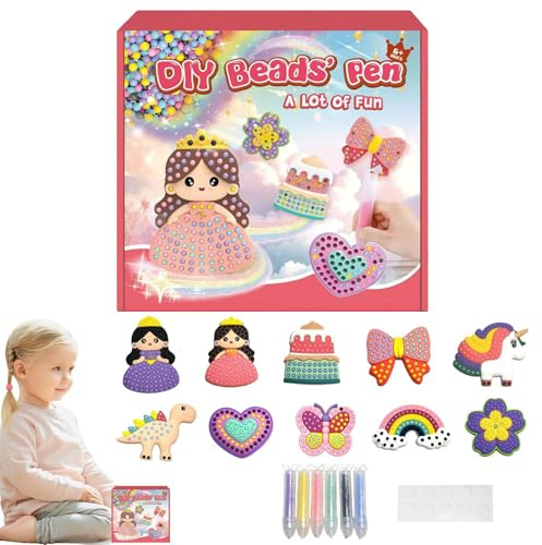 Handmade Bead Painting Kit | Children's Crafts Cartoon Painting Beads Kit | Safe and Harmless Decorative Paintings for Decorating Suitcases, Picture Frames, Notebooks, Bags