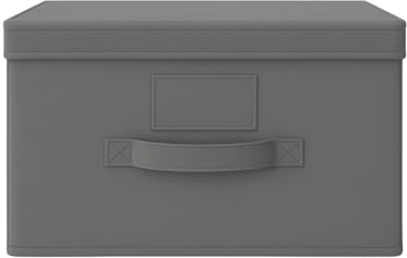 PALUPLUS Scatola Maxi Portaoggetti Pieghevole di colore GRIGIO con coperchio, misura 40x50x25 cm, contenitore in tessuto salvaspazio con maniglia, organizer per Armadio -F-0,3