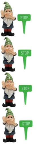 POPETPOP 4 Ensembles Ornements Nains Chalet Trousse Statue de Jardin Solaire décoration GNOME de Noel GNOME Noel balconniere exterieure Nain de Jardin drôle Petits Gnomes adorables résine