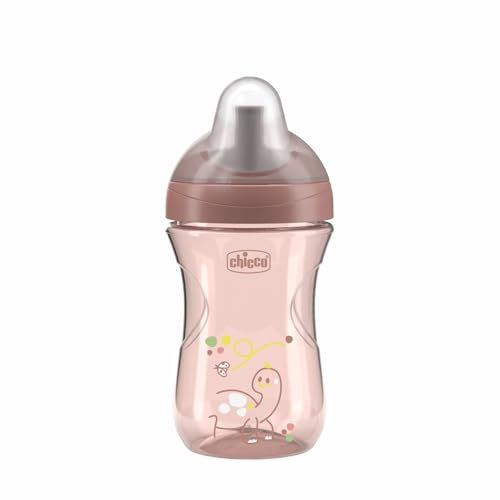Chicco Advanced Cup Bicchiere Plastica Antigoccia 266 ml con Cannuccia, Beccuccio Ergonomico e Valvola, senza BPA, Rosa