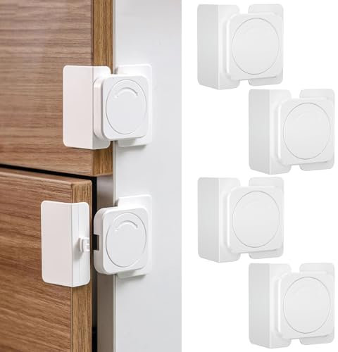 ZEWZE 4 Stück Kindersicherung für Schrank, Schubladen und Kühlschrank-Selbstklebende Schranksicherung mit Starkem Kleber, Ohne Bohren-Baby-und Kleinkindersicherung für Möbel und Küche (Rechter Winkel)