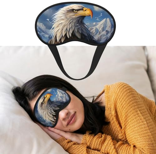 Augenmaske zum Schlafen, atmungsaktiv, lichtblockierend, Schlafmaske, Adler, Nacht, Augenbinde, weich, bequem, Nacht-Augenschutz, für Männer und Frauen, Augenabdeckung für Nickerchen zu Hause