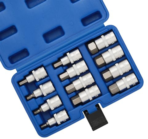 MIXPOWER 12 PCS 1/2-Inch Drive Hex Bit Socket Set, H-Type, 5mm to 22mm, CR-V