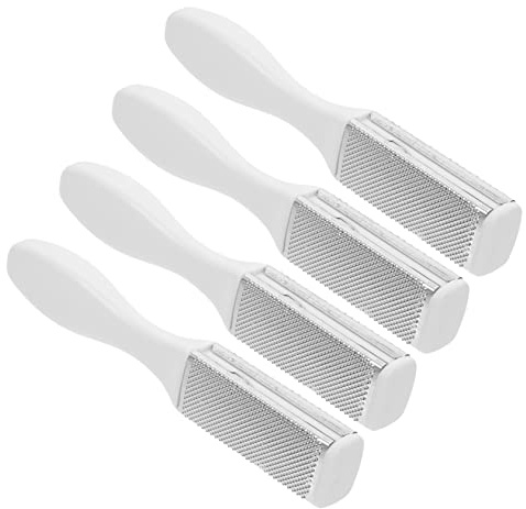 WRITWAA Set 4pezzi Lime Pedicure Rimuovi Calli Piedi Testa in Acciaio Inossidabile e Corpo Abs, Esfoliatore Sicuro per Cura Piedi Bianco, per Trattamenti di Pedicure