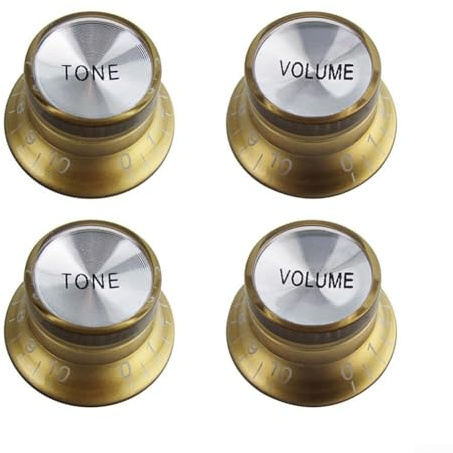 LUCKCDUO Premium Guitar Speed Control Knob Set 4 Pieces Ideal for LP and for SG Electric Guitars (Gold)