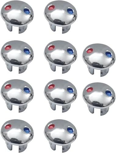 10Pcs Silver Hot/Cold Indicator for Taps, Hot and Cold Water Signs, Buttons for Kitchen, Bathroom, Sink, Faucet Water Heaters Parts