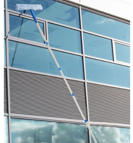 Limpiacristales Limpiador de Ventanas Limpiador De Ventanas Con Mango Largo (5, 6, 7, 8 Metros, 9, 10 Y 12 M), Herramientas De Limpieza De Vidrio Con Escobilla De Goma, Kit De Limpieza Para Lavar Vent