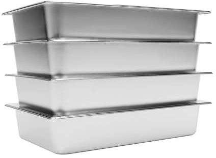 Dofanqing Ensemble De 4 Assiettes Plates Bac Gastro Inox Plat Inox Avec Couvercle Bac Gastronorme Bac Gastronorme Couvercle Encastré Étanche Empilable Pour Restaurants Et Maisons