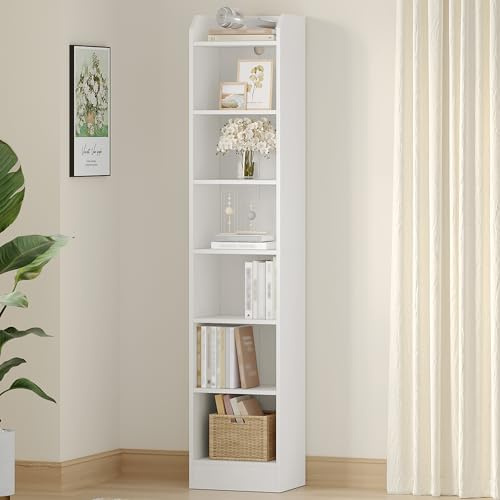 Hzuaneri Bücherregal, 7-stöckiges Standregale, Aufbewahrungsregal, Regal für Sammlerstücke, Verstellbare Paneele, für Wohnzimmer, Büro, 24 x 30 x 198 cm Weiß BC07913X