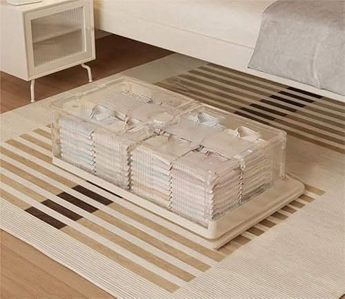 2 cajones para debajo de la cama con ruedas, 125 L, caja de almacenamiento con tapa, cajonera para ropa, zapatos, mantas, ropa de cama, edredones ultra gruesos, 100 x 50 x 25 cm