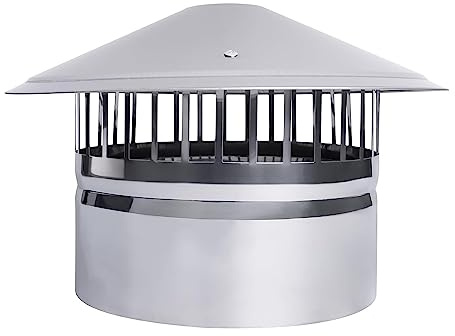 XAXIAOZ Comignolo, Comignolo in Acciaio Inox, Comignolo Rotondo, Comignolo con griglia, Terminale per Tubo Stufa, Acciaio Inox di qualità, Argento, 110 mm/4,33 Pollici