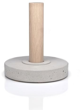 Luxerior Designs | Toilettenrollenhalter Beton & Holz WC Rollenhalter modern Hell- oder Dunkelgrau mit Buche oder Eiche – Korkgleiter, lebensmittelechte Versiegelung (Eiche | hellgrauer Beton)