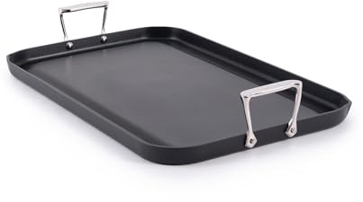 All-Clad HA1 Hard Anodized Nonstick Griddle Pan For Stovetop 13 x 20 Inch, Double Burner, Professional Cookware, Dishwasher-Friendly, Oven-Safe Up to 500°F, Black
