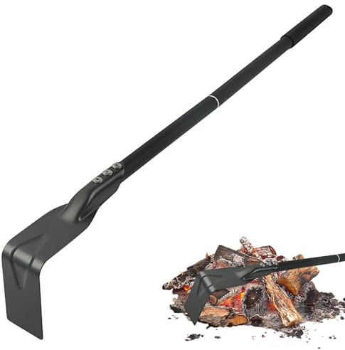 Grill Ash Rake - Scraper with Extended Handle, Heavy Ash Shovel, BBQ Charcoal Rake Fire Pit Cleaning Tool | Practical Equipment for Stove, Pizza Oven, Grill, Kettle, K