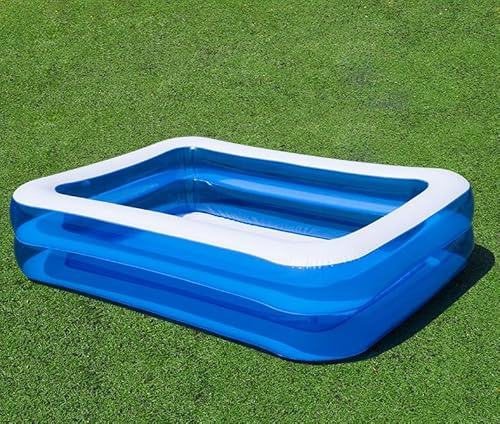 Wenleer Inflatable Family Swimming Pool For Kids and Adults - 198 × 150 × 50 CM, Large Rectangle Kids Paddling Pool, Easy To Inflate, Outdoor Garden Pool for Family, Family Fun Lounge Pool