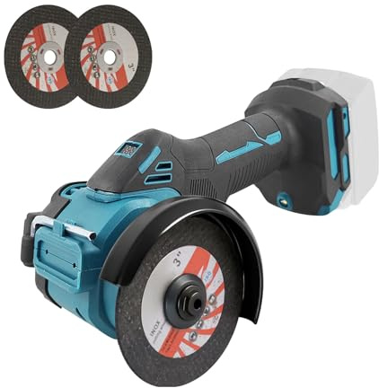 Brushless mini vinkelslip kompatibel med Makita 18 V, 20 000 RPM 400 W trådlöst slipverktyg med 75 mm skärskivor för skärning polering, slipning, trä, metallbetong (blå)