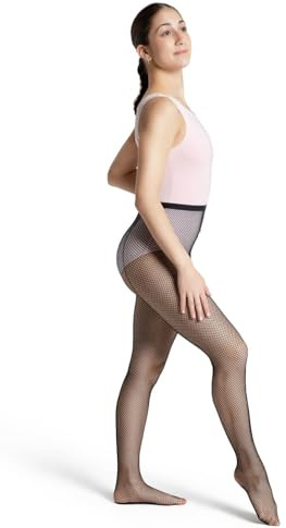 Capezio Fishnet Calze a Rete con Cuciture, Nero, M/L Donna