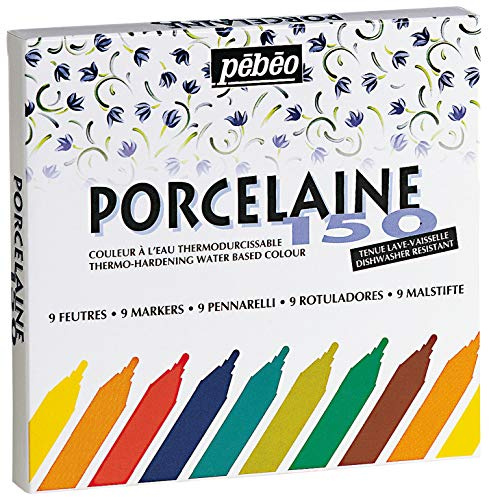 Pebeo - Pennarello per Porcellana 150, Punta Tonda, 9 Pezzi