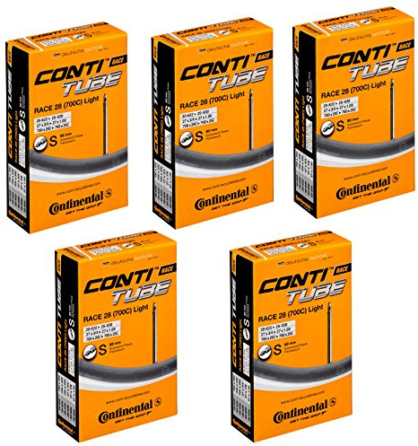 Continental Race 28 (700c) x 20-25c Bike Inner Tubes (PACK OF 5) - 80mm Long Presta Valve, Schwarz