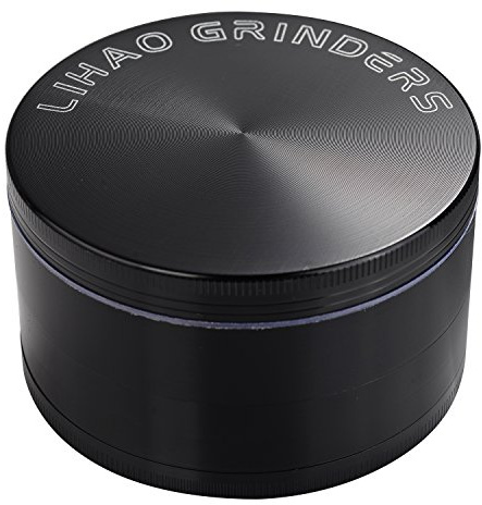 LIHAO Pollen Grinder 3 Groß 75mm Crusher für Spice,Kräuter,Gewürze,Kaffee,Herb 4-teiliges Set mit Schaber (Schwarz)