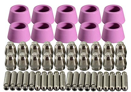 RIVERWELD SG-55 AG-60 Plasmaschneidbrenner Verbrauchsmaterial Zubehör Plasma Elektroden Düse Keramikkappen 60Amp Satz 50 Stück