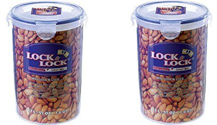 Lock & Lock: 2 x Rund Lebensmittelbehälter, Einfach, 1.8L