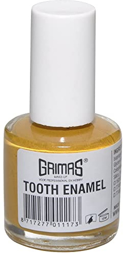Grimas Zahnlack, 10ml, nikotin-gelb, Theater-Zahnfarbe zum Einfärben von Zähnen, auf Alkoholbasis, für Film, Karneval, Halloween und mehr