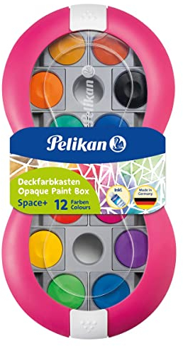Pelikan Deckfarbkasten Space, 12 Farben + 1 Tube Deckweiß, Magenta