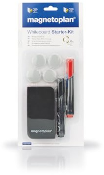 Magnetoplan Magnetic Whiteboard Accessory Starter Kit - 2 x Whiteboard Marker Pens, 1 x Magnetic Dry Eraser & 4 x Magnetic Dots - Whiteboard Starter Kit, Dry Erase Cleaner Set
