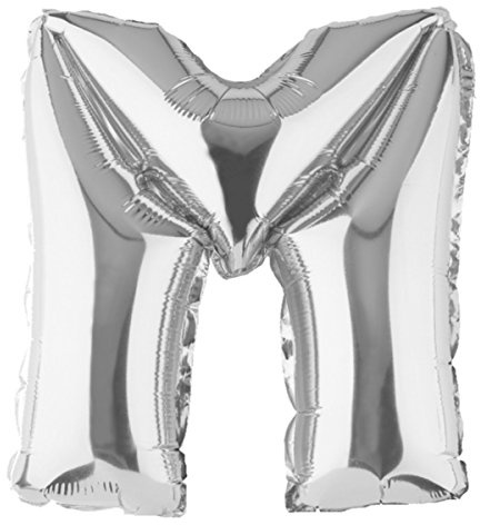 ballonfritz® Ballon Buchstabe M in SILBER - XXL 40/102cm - Folienballons für Luft oder Helium als Geburtstag, Jubiläum, Hochzeit oder Abschluss Geschenk, Party Dekoration oder Überraschung