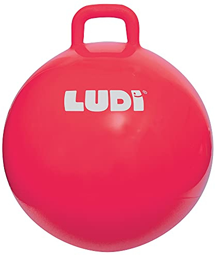 LUDI Pallone per Saltare XXL Rosso, Ludi, Maniglia Anatomica - Pallone Gonfiabile Grande - Plastica Spessa ed Elastica - Giocattolo al Chiuso e all’Aperto