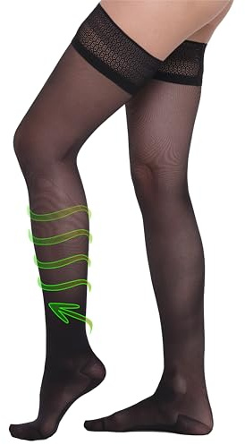 BeOnTop Medias de Compresión Mujer 40 Den Autoadhesivas - 15-16 mmHg Graduadas, Contra Varices, Pantys de Apoyo para Piernas Cansadas, Black S - Made in Italy