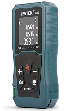 POOPFIY Laser Range Finder telémetro, Nivel de Burbuja, de Alta precisión y Pantalla LCD, Medir Distancia, área y Volumen,100M