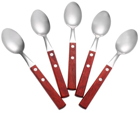 Luxshiny Stainless Steel Dessert Spoons 7.87 in Serving Spoons with Comfortable Handles Smooth Surface for Afternoon Tea Cakes Watermelon Parties Set of 5