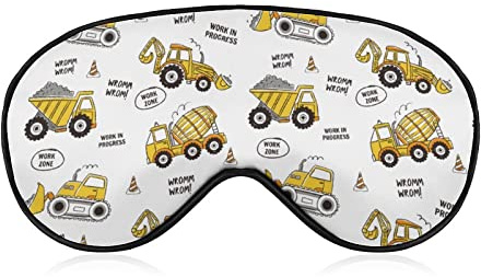 Máquina de construcción dibujada a mano, máscara de ojos para dormir, para hombres, mujeres, niños, cubierta de sombra de ojos y vendados con los ojos, bloquea la luz, suave
