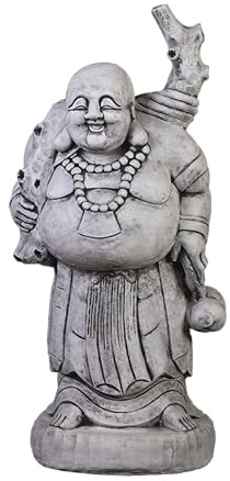 gartendekoparadies.de Buddha Statue, Steinfigur, H. 125 cm, 310 kg, Grau, frostsicher aus Steinguss für Außenbereich