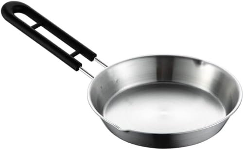 SHERCHPRY English Muffins Mini Egg Frying Pan Skillet Nonstick Omelet Pan Stainless Steel Round Pancake Pan Kitchen Cooking Pan with Handle for Gas Stove Induction Steak Frying Pan