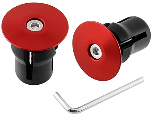 MUQZI Bicycle Bar End Plugs Handlebar End Plugs Aluminum Bike Handlebar Cap Bar End Caps, Red