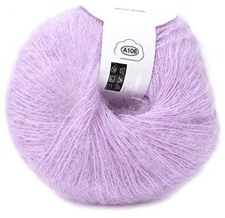 Yctze Angora-Wollgarn, Weiches Mohair-Pashm Strickgarn, Langes Wolle Garn in Violett - Warmes Angola-Mohair