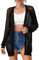 Cardigan d'été léger pour femme - Crochet léger - Manches longues - Cardigan fin - Couverture de plage, Noir , S